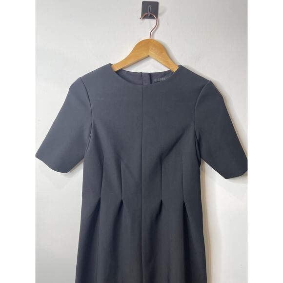 COS Dress Women Size 4 Black Pleated Waist Structured Scuba Peplum Minimalist - Picture 4 of 9